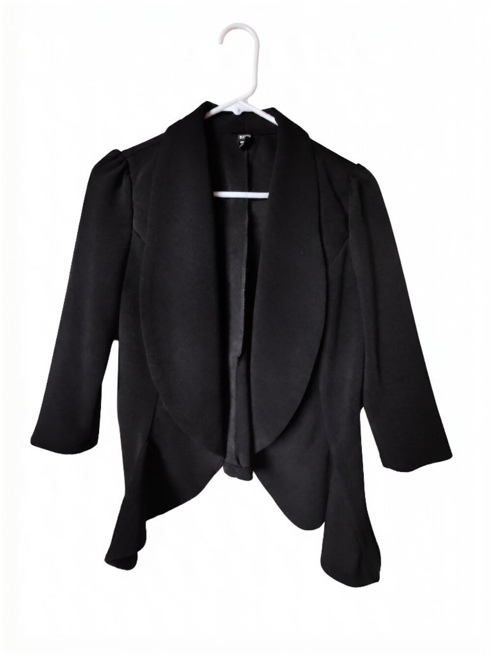SHEIN Black Open Drape-Front Cropped Blazer Jacket, Size M